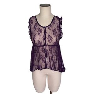 NWT Millau Vintage Style Eggplant Lace Tank Top